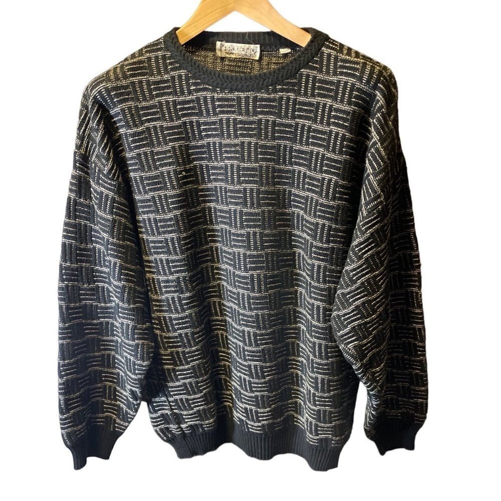 Vintage 90s Y2K Progetto Mens Patterned Crew Neck Italian Sweater Sz XL